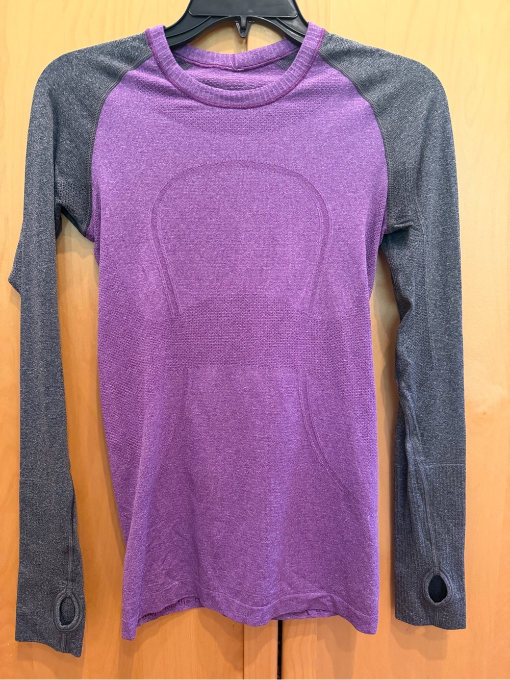 Lululemon Violet Pullover Long Sleeve Top with Gray Raglan Sleeves